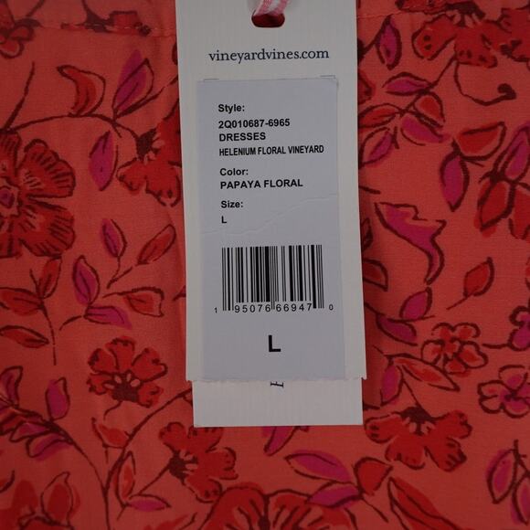 Vineyard Vines Papaya Floral Ruffle Sleeve Dress - L - Picture 6 of 8